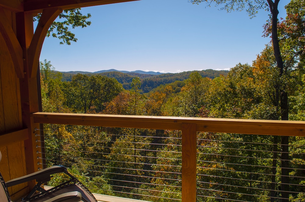 Guest room with a view of the North Carolina Mountains - from here, it's easy to enjoy all the best things to do in Saluda, NC