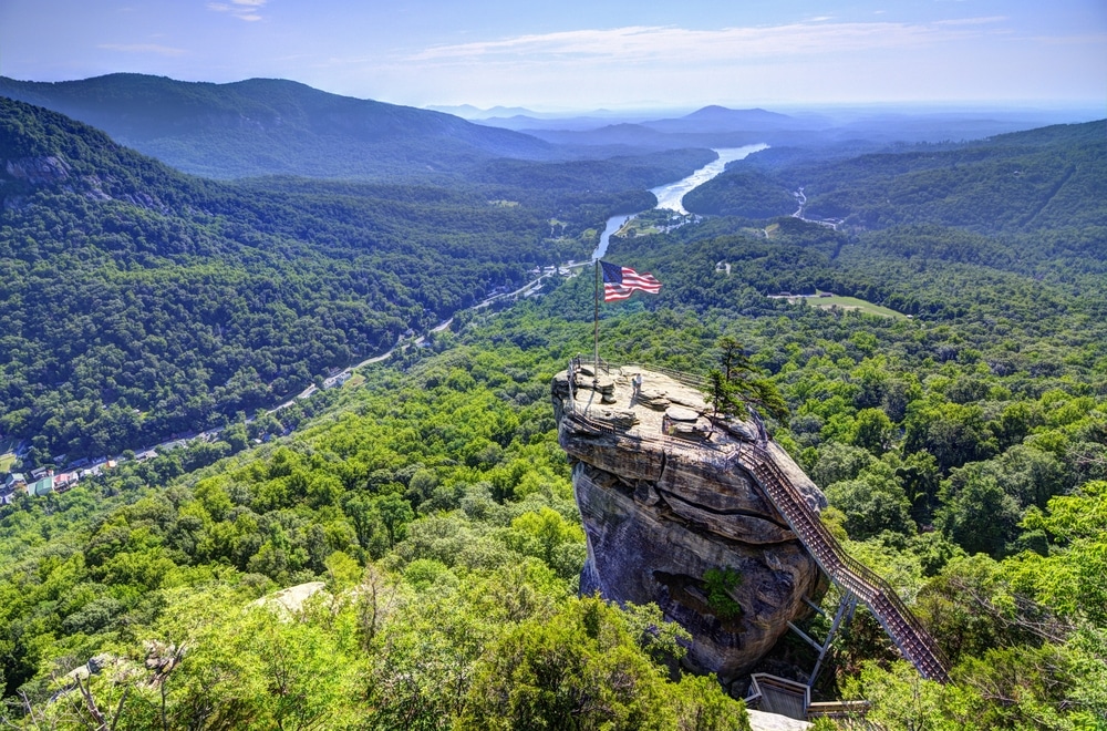 Other than visiting waterfalls in North carolina, visiting Chimney Rock is one of the best things to do near Saluda