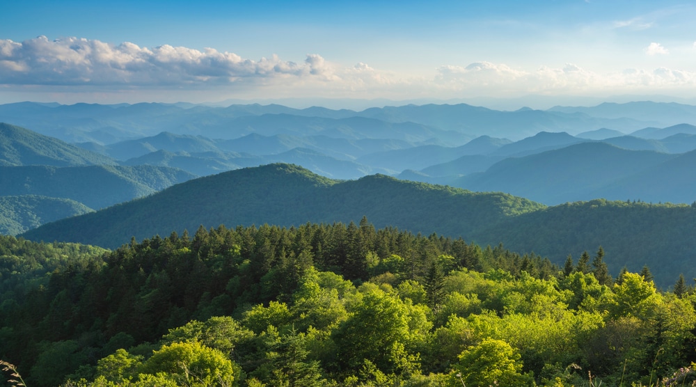 The gorgeous North Carolina Mountains, that you can enjoy while riding The Gorge Zipline in Saluda, NC