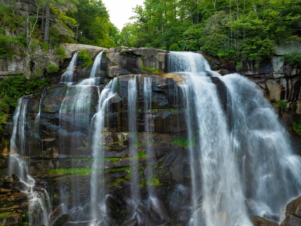Whitewater falls, one of the best waterfalls in North Carolina near Saluda