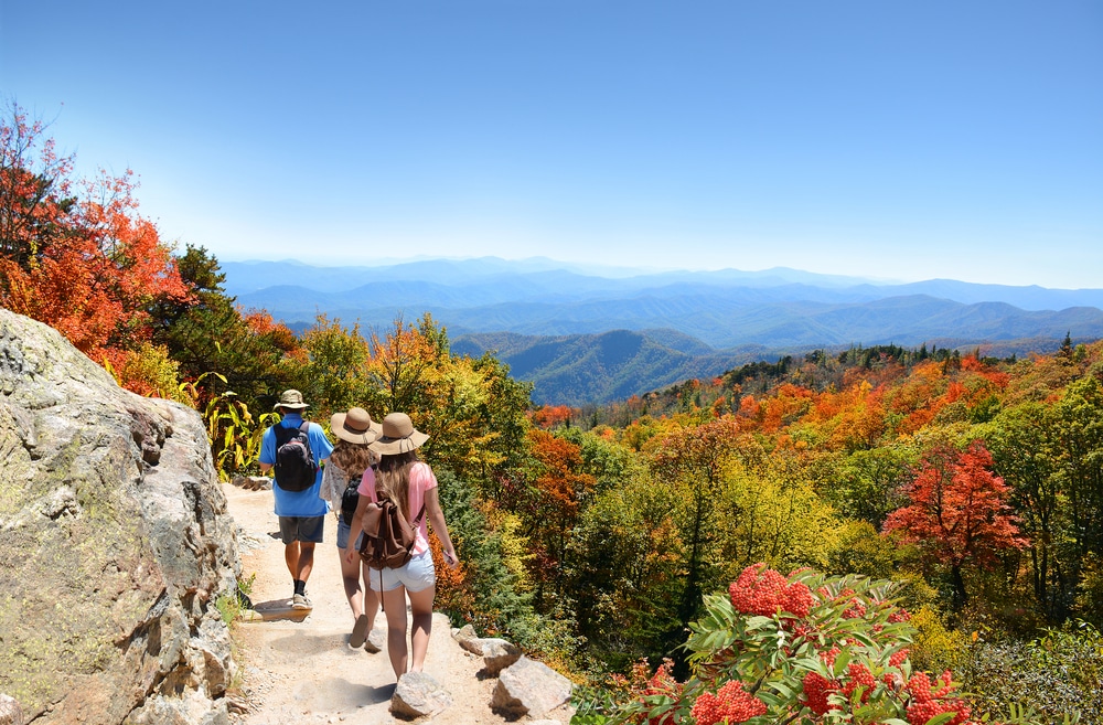 People Hiking the Blue Ridge Mountains is one of the best things to do in North Carolina in the fall