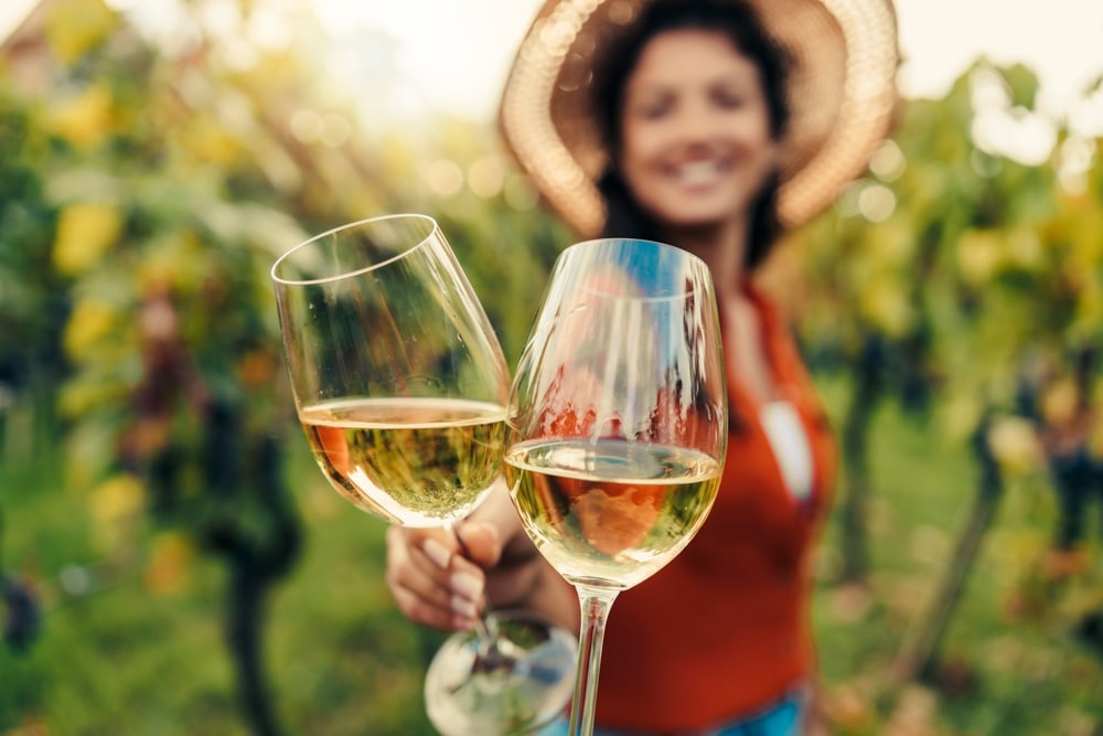 couple enjoying wine tasting at the best wineries in NC