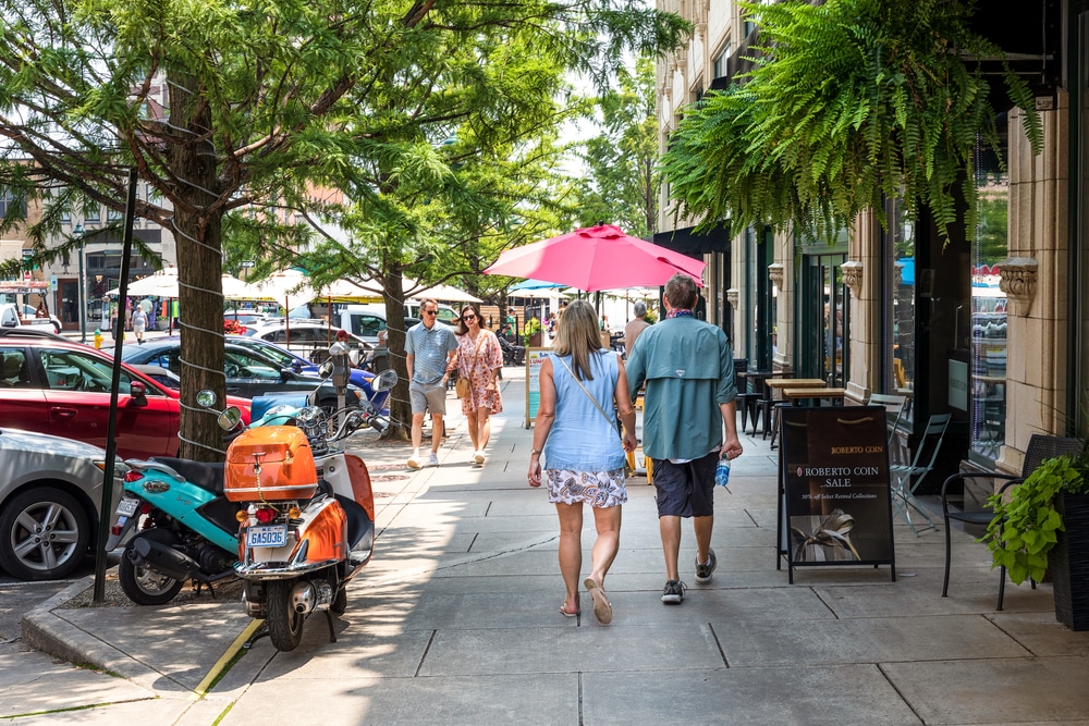 Couple walking and enjoying the many things to do in Asheville, NC during their getaways