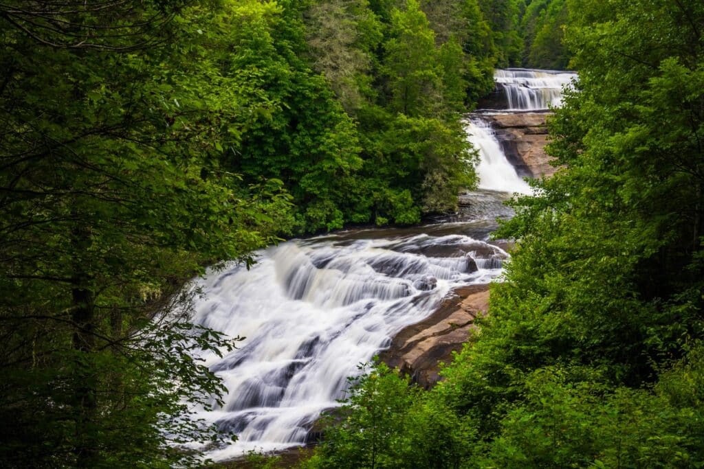 Triple Falls in Western North Carolina is a popular destination.