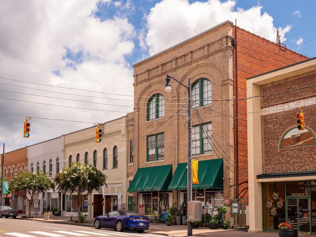 The Top Things to Do in Hendersonville, NC 1 Historic buildings lining Main Street, what you'll find when exploring things to do in Hendersonville NC.