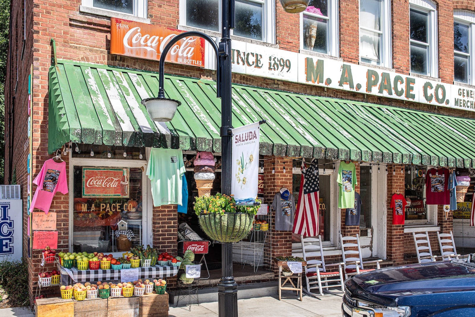 The front of a general store in downtown Saluda NC. 