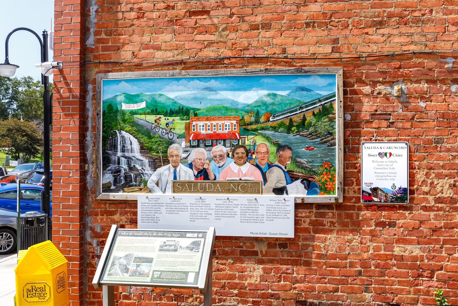 Painting on a brick wall in downtown Saluda NC.